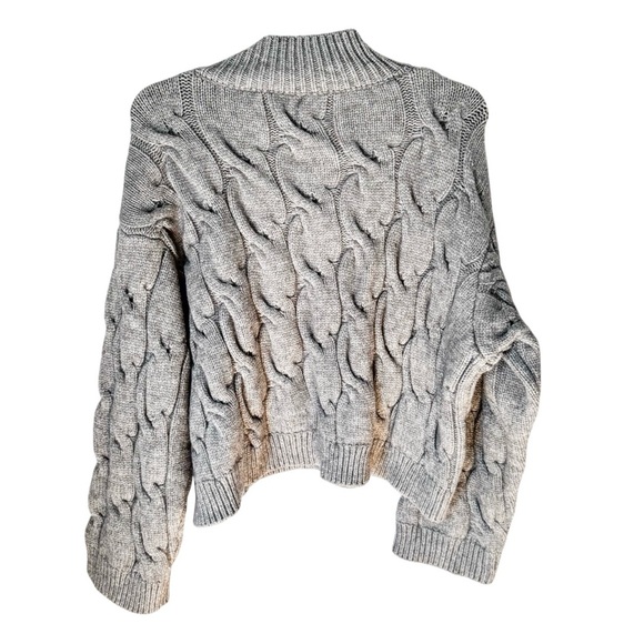 NA-KD Structured Super Chunky Gray Mock Neck Scandi Knitted Sweater Sz L - Picture 3 of 10